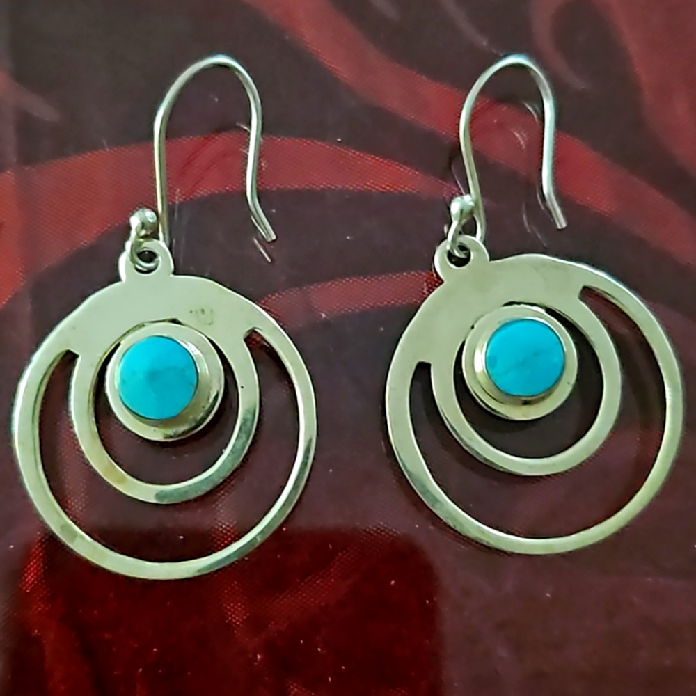 silver with turquoise  earrings NWOT